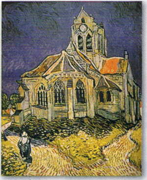 日本値下ユトリロ、オーヴェール＝シュール＝オワーズの教会、画集、額付 人物画